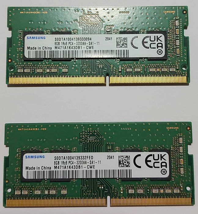 Оперативна пам'ять для ігрового ноутбука Samsung DDR4 8GB 3200MHz 2 шт