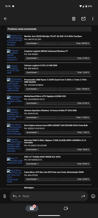 Computador fixo com monitor, torre e teclado