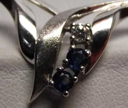 Srebrny naszyjnik naturalne szafiry i cyrkonie 45 cm. VINTAGE