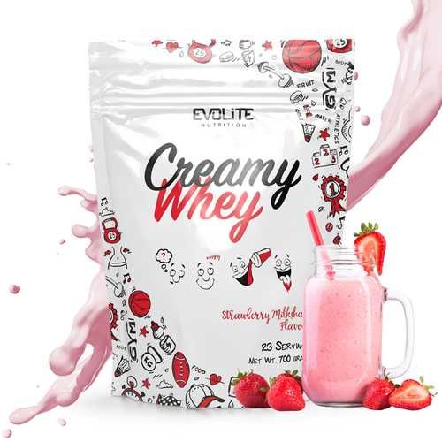 Evolite Creamy Whey 700g Białko WPC Odżywka Białkowa truskawkowa