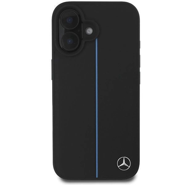 Etui Mercedes MB Blue Line Leather MagSafe na iPhone 16 - czarne