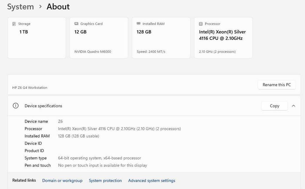 HP Z6 G4 Workstation – 128GB RAM/Dual Xeon/Quadro M6000 – Como Novo