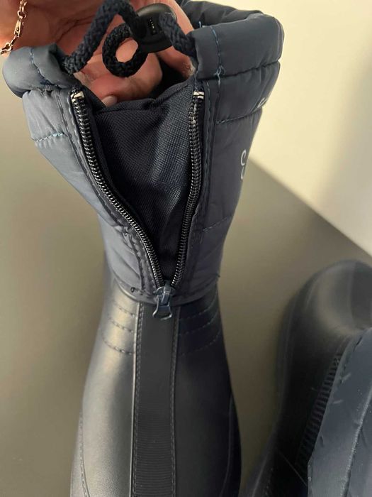 Cапоги женские утепленные, непромокаемые на дождьи слякоть,темно синие