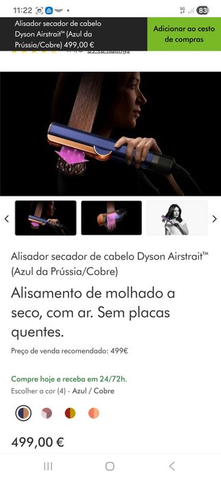 Alisador secador de cabelo Dyson Airstrait (Azul da Prússia/Cobre)