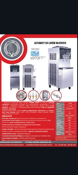 Automat do lodów włoskich PASMO s970FT** z cesją