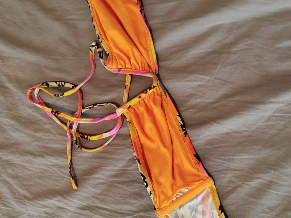 Kolorowy pomarańczowy stanik do opalania opaska M L