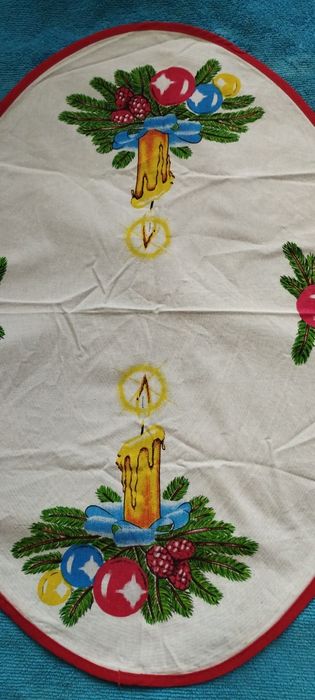 Serweta owalna świąteczna Boże Narodzenie bawełniana.