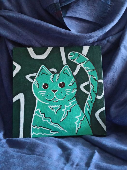 Kot, obraz na płótnie 20x20 cm