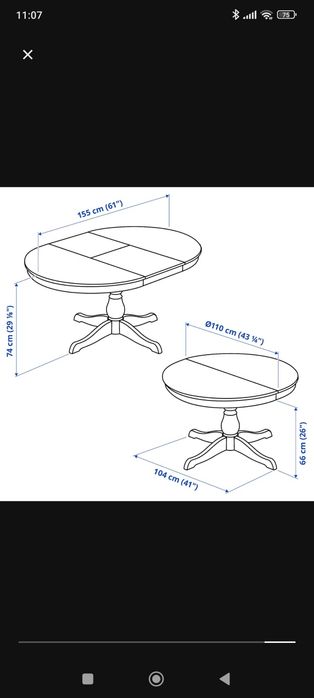 Mesa redonda extensível IKEA INGATORP