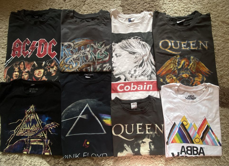 Футболки мерч рок-гуртів Pink Floyd, Nirvana, Queen, Deff Lepard, ACDC