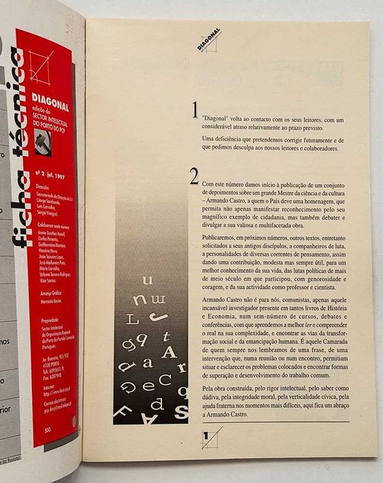 DIAGONAL, Nº2_Edição do Sector Intelectual do Porto do PCP. Jul 1997.