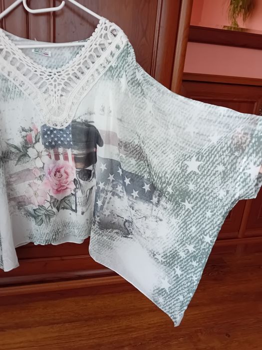 Bluzka ,szyfon szeroki rękaw, nietoperz