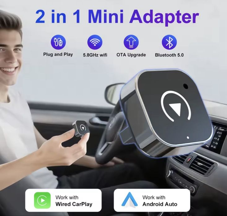 Безпроводний адаптер Car play / Abdroid auto бепроводной 2в1