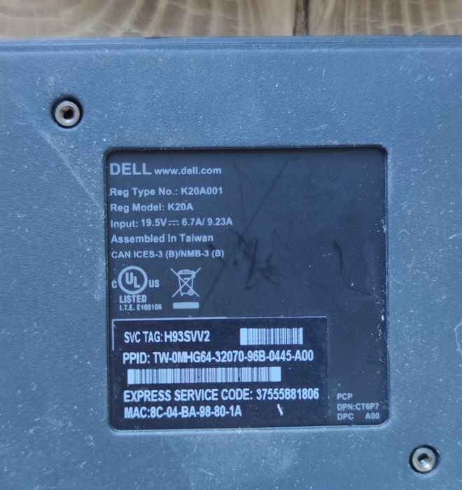 Док-станція Dell WD19 K20A001 USB Type-C 130W