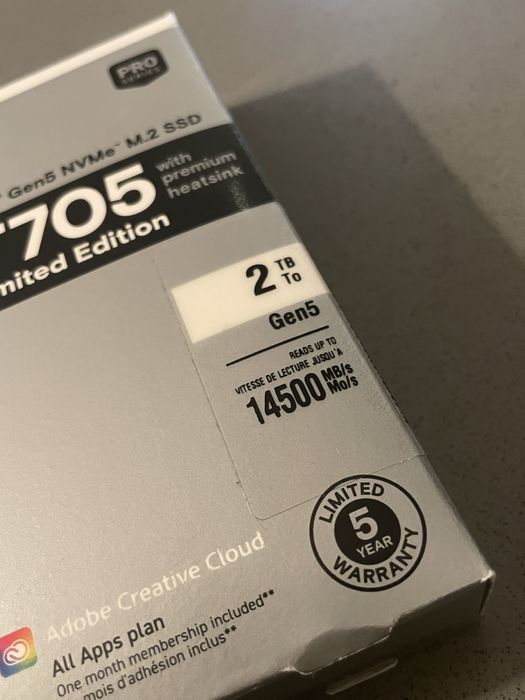 Crucial T705 SSD 2TB 14,500MB/s Gen5 Edição Limitada