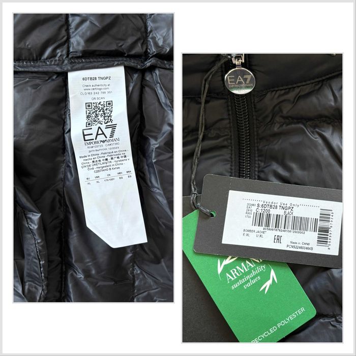 Жіноча куртка EA7 Emporio Armani чорна розмір XL осіння фірмова бренд