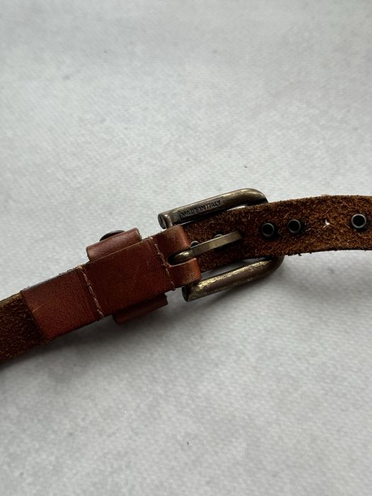 Кожаный ремень с заклепками в стиле Y2K женский made in Italy