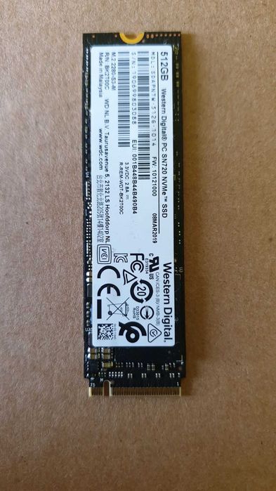 Dysk SSD NVMe 512GB WD GEN3, PC SN720, 3400 Mbs PCI-E M.2 2280, GW12