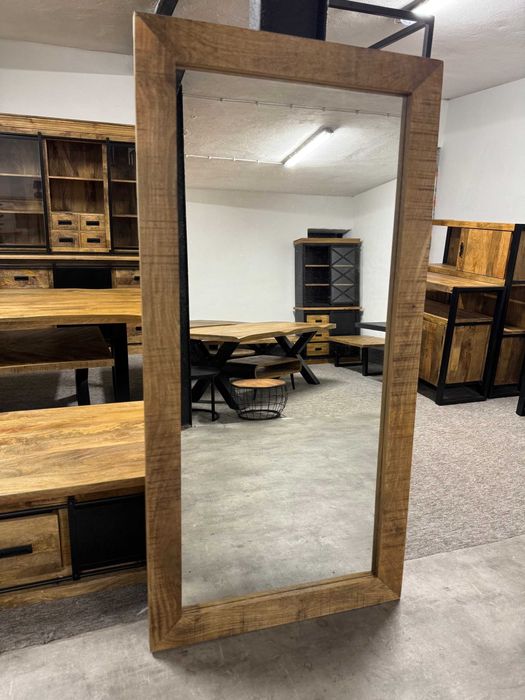 Piękne Duże drewniane lustro mango styl LOFT 180x90cm od MangoMeble