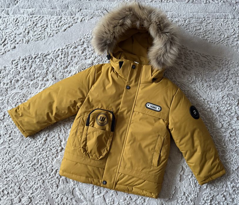 Зимова дитяча подовжена куртка на/для хлопчика 104-128 холлофайбер