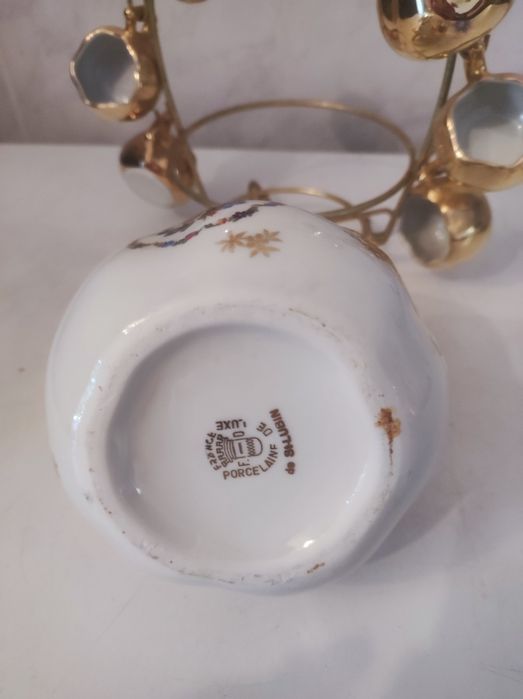 “Conjunto de porcelana francesa St. Lubin France dourado à mão – vinta