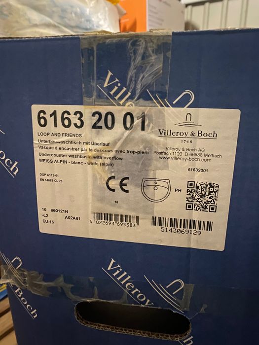 Умивальник Villeroy & Boch вбудований (під стільницю) 61,5х39 61632001