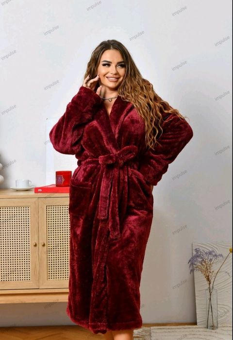 Теплый женский длинный махровый халат с капюшоном XL-3XL разные цвета
