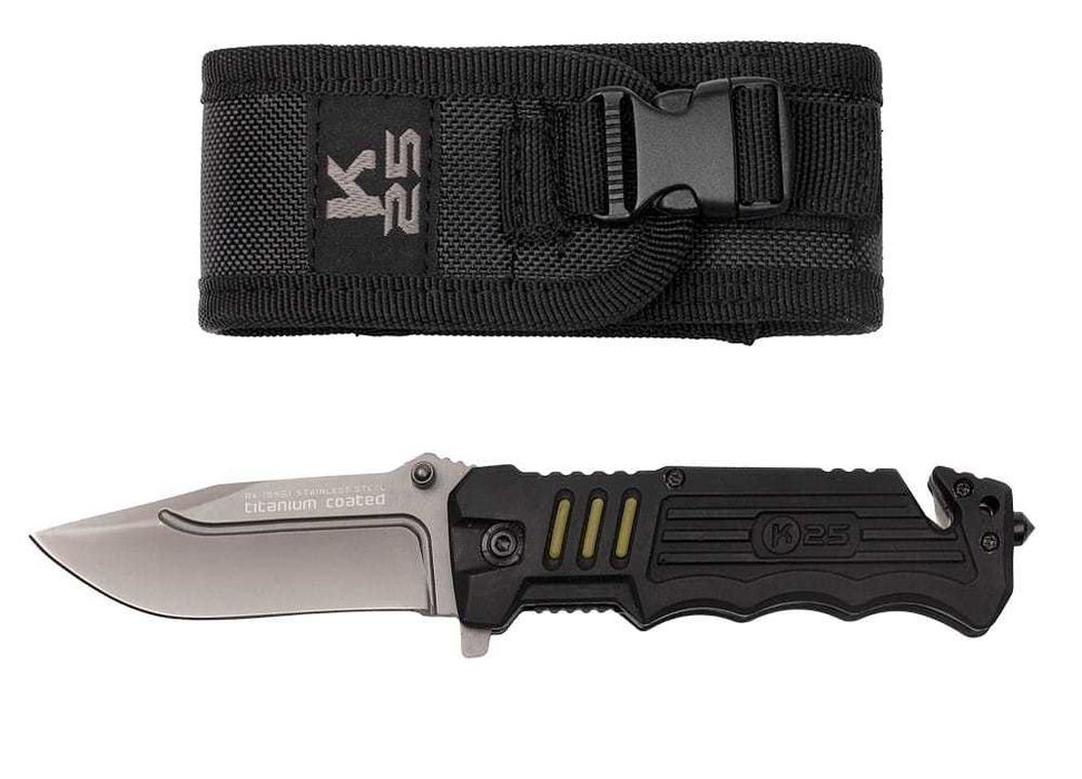 Nóż składany ratowniczy K 25 survivalowy taktyczny pokrowiec N-356A