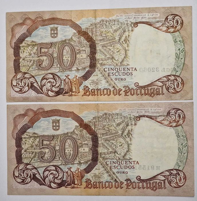 Lote 5 notas de Escudos – 1964 a 1996 – Banco de Portugal