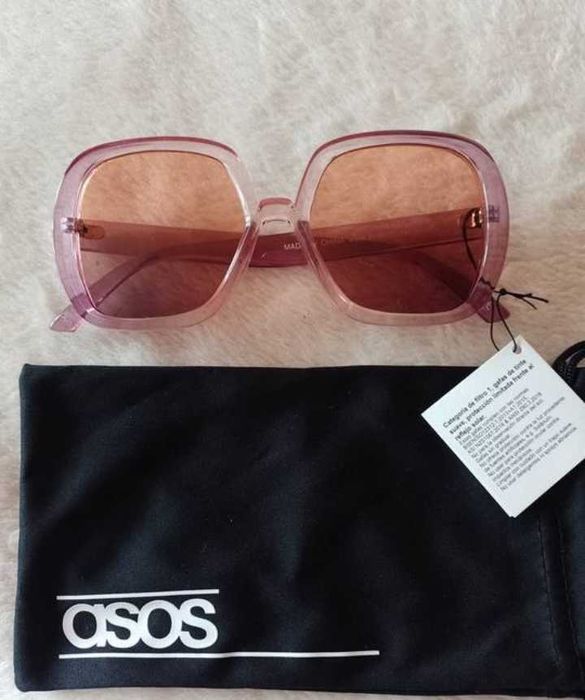 ASOS/ Duże, różowe okulary przeciwsłoneczne, muchy / NOWE