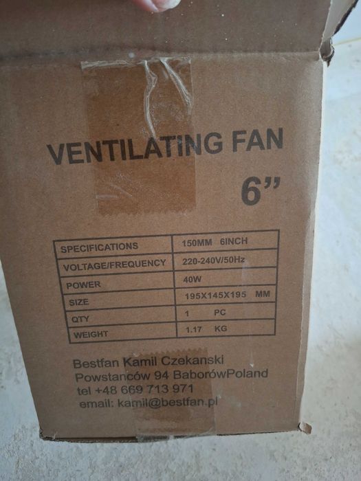 Wentylator osiowy scienny 150mm 230v Bestfan BFD-150bl