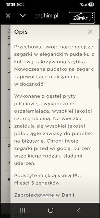 Pudełko na zegarki z 5 przegródkami i czarną okleina Trendhim