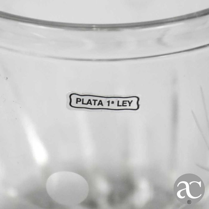Balde de gelo em cristal e asas em prata 925