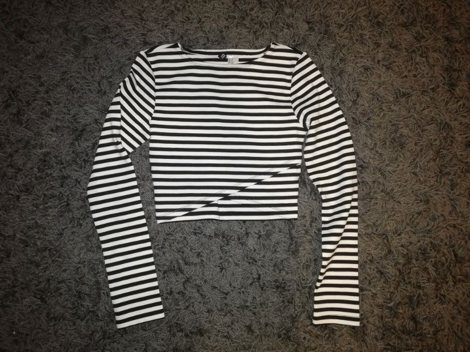 KRÓTKI TOP w paski H&M topik bluzeczka xs