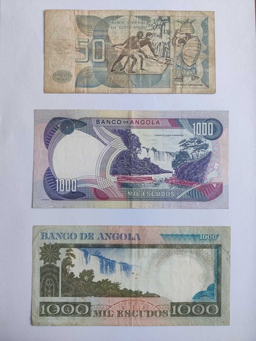 Notas antigas do Ultramar Angola e Guiné Bissau em bom estado
