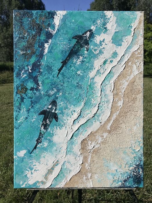 Dwuczęściowy dwiptych „Życie w oceanie” (2×55×75 cm)