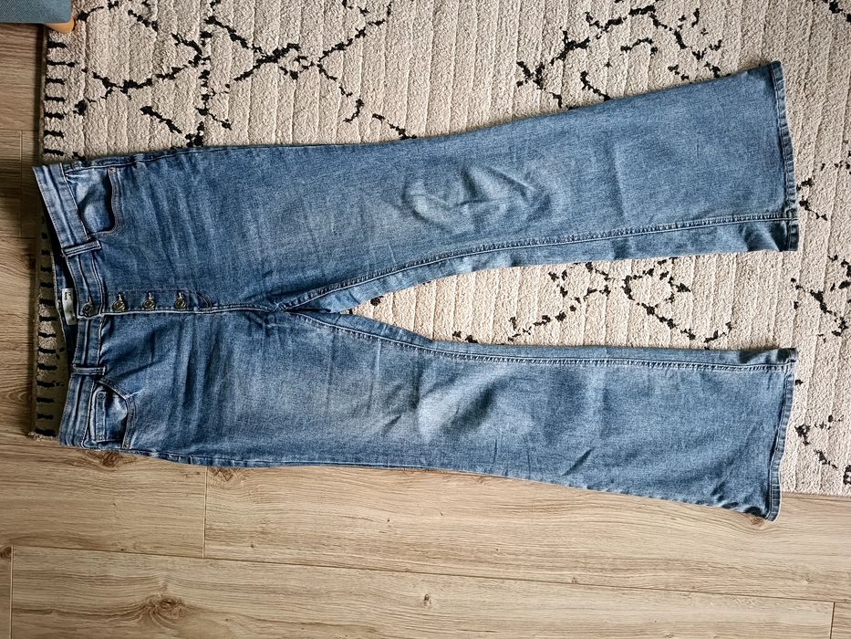 Spodnie jeansy dzwony flare wysoki stan rozmiar 42