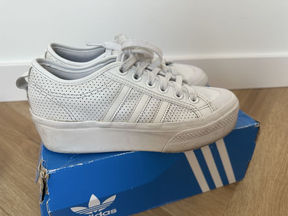 Damskie sneakersy Adidas Nizza platform, 38 biale