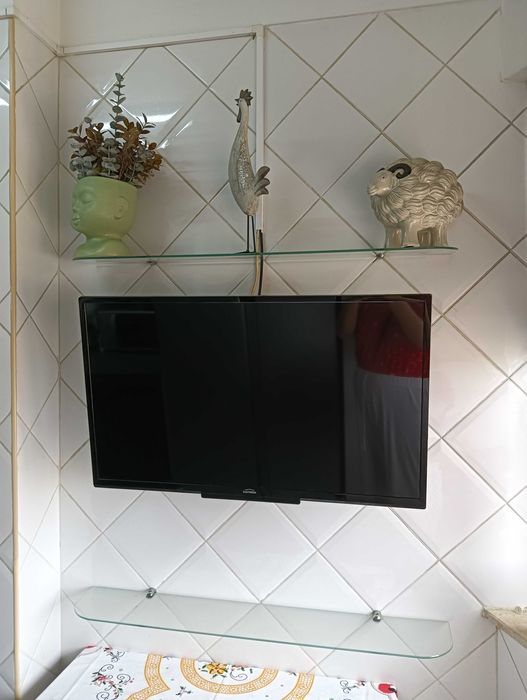 2 Prateleiras de Vidro 90cm + Suportes Inox