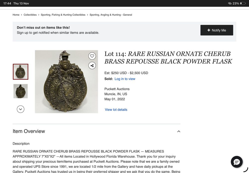 Flask em Bráss Rússia ornamate de coleção 17x12 cm