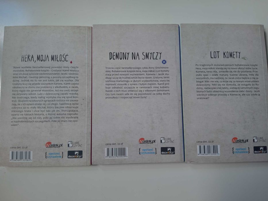 Książki Anna Onichimowska Hera moja miłość Demony na smyczy Lot Komety