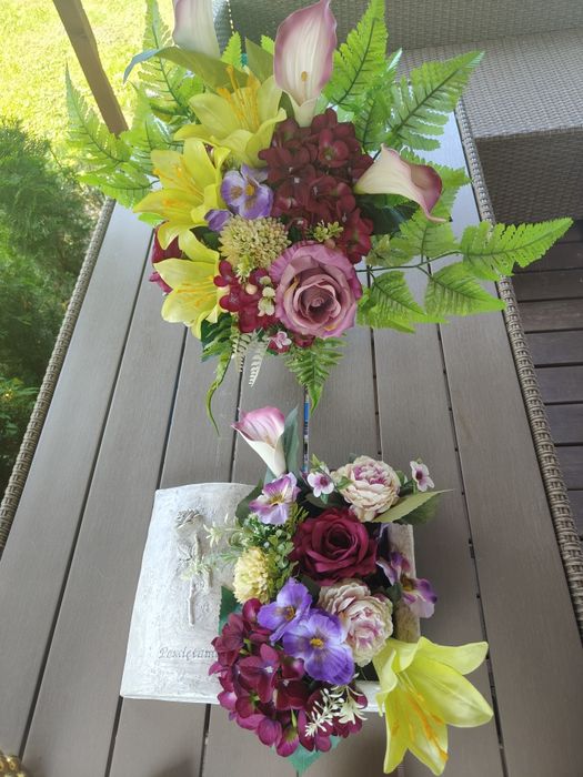 Kompozycja stroik książka na grób cmentarz rękodzieło