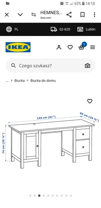 Drewniane biurko Ikea Hemnes białe