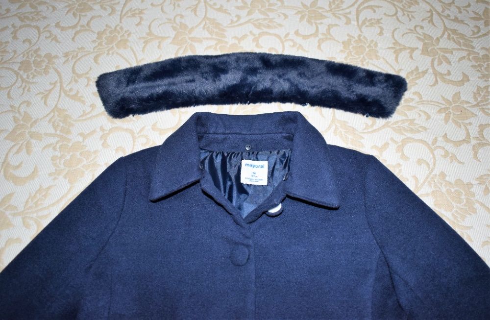 Casaco comprido para menina - azul escuro liso