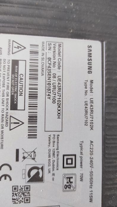 Płyta i zasilacz UE 43RU7102kxxh