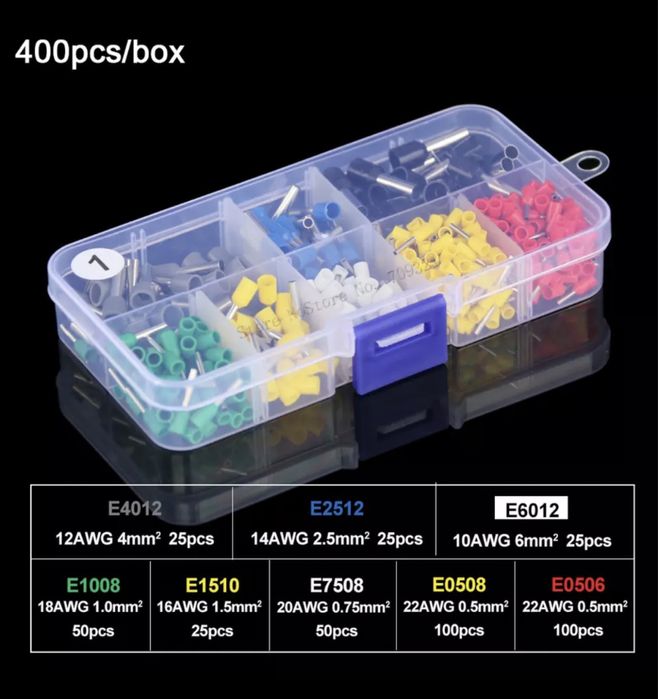 Набор трубчатых наконечников 400, 700, 2120 шт клемма трубчатая