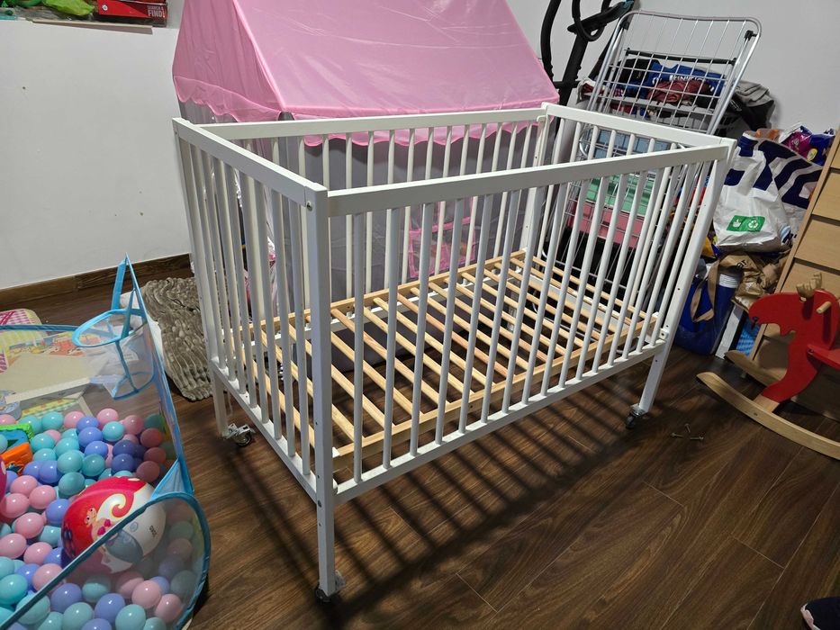 Berço Cama de Bebé regulável Pinho Branco