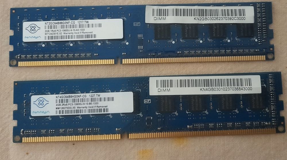 Memórias Hynix 2GB 1Rx8 / 4GB 2R PC3-10600s-9-10-B1 DDR3 SDRAM DIMM