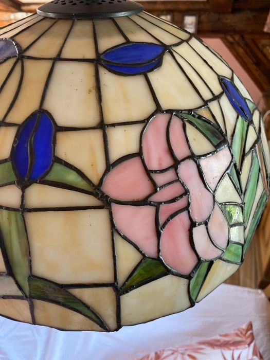 Lampa witrazowa zyrandol Tiffany plus 2 kinkiety handmade