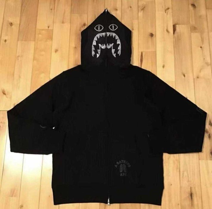 Зип худи Bape Swarovski худи бейп сваровский в черном цвете S M L XL